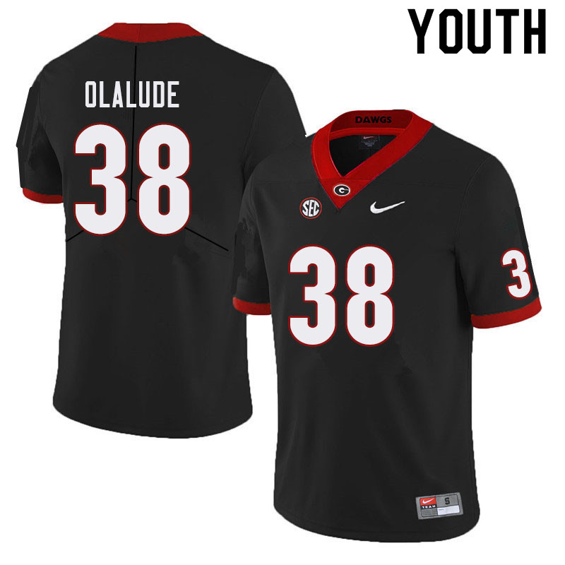 Youth #38 Aaron Olalude Georgia Bulldogs College Football Jerseys Sale-Black - Click Image to Close